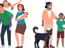 Caricature of two families
