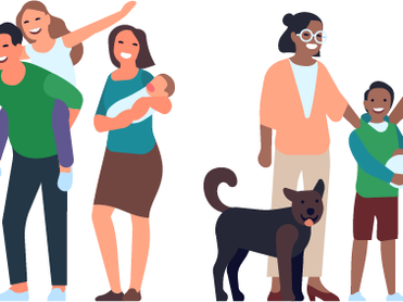 Caricature of two families