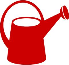 red watering can