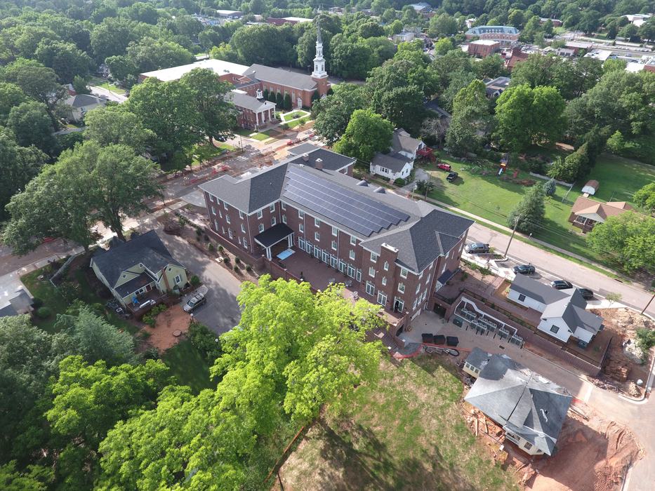 Drone view of property's solar panels