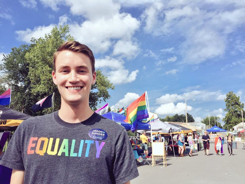 Austin at a Pride event