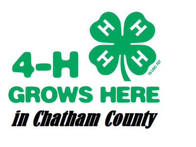 4-H four-leaf clover logo with text "4-H GROWS HERE in Chatham County"