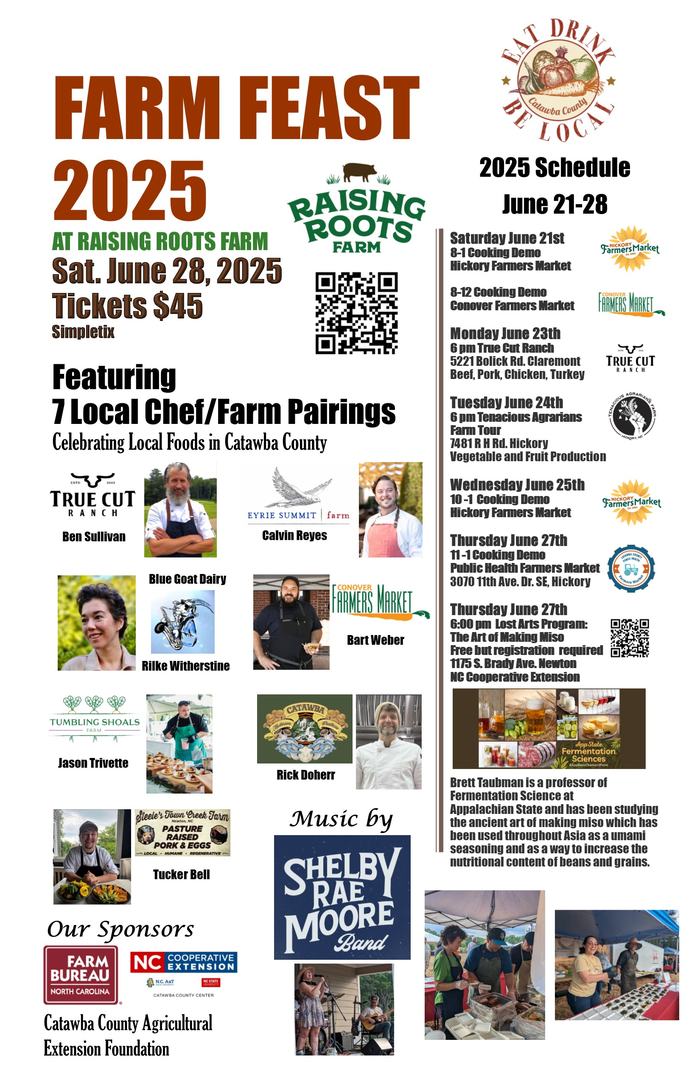 FARM FEAST 2025 poster — Raising Roots Farm, Sat. June 28, 2025, Tickets $45