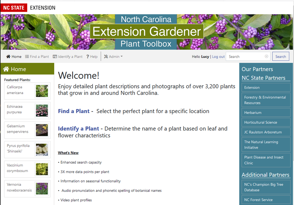 Plant Database - Home Page screen shot
