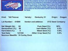 screen shot of certified seed label