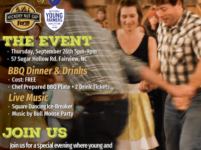 Young Farmers BBQ Mixer at Hickory Nut Gap Farm — Sept 26 5pm–9pm, 57 Sugar Hollow Rd Fairview NC
