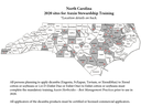 North Carolina map showing 2020 sites for Auxin Stewardship Training (numbered counties)