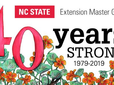 watercolor of nasturtium flowers with 40 year anniversary text