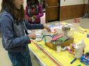 Two young girls working on STEM science projects