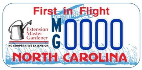Vanity License plate for NC Extension Master Gardener