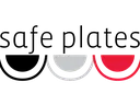 Red, white & black Safe Plates Logo