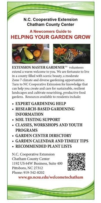 brochure advertising Chatham Co. Newcomers website
