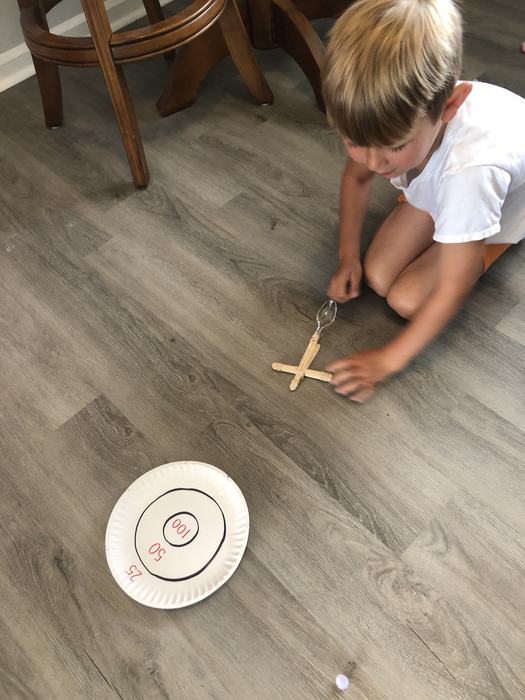 Game with Popsicle Stick Catapult