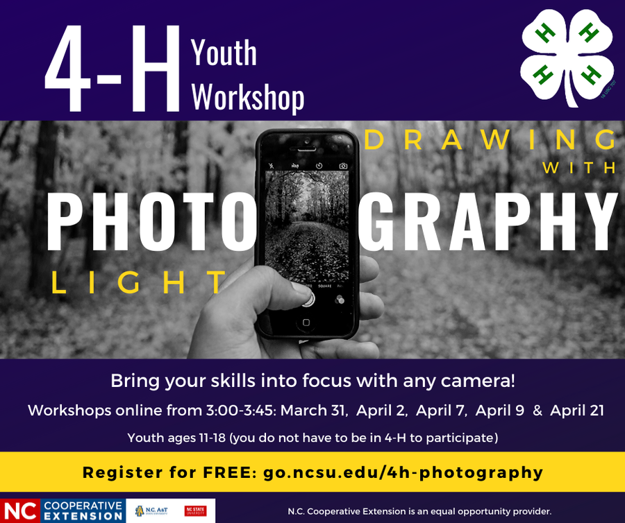 Register for the 4-H photography workshop, which will be on select Tuesdays and Thursdays at 3 p.m.