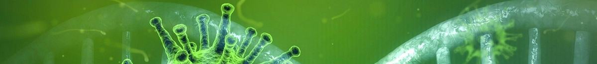 Green Graphic of virus causing Covid-19