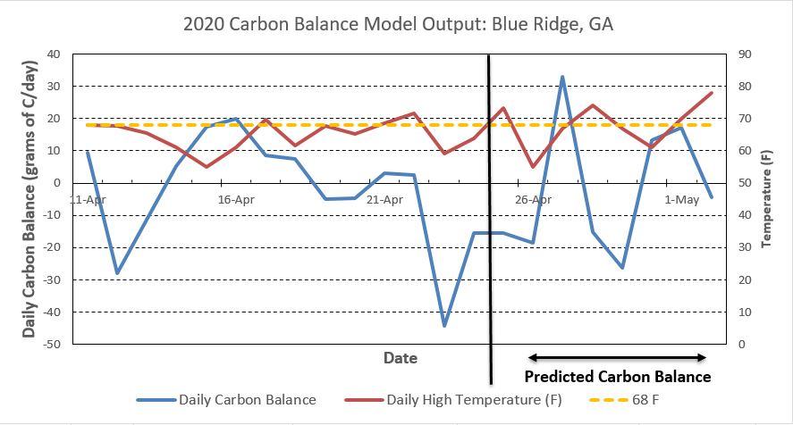 Carbon balance model for Blue Ridge, GA