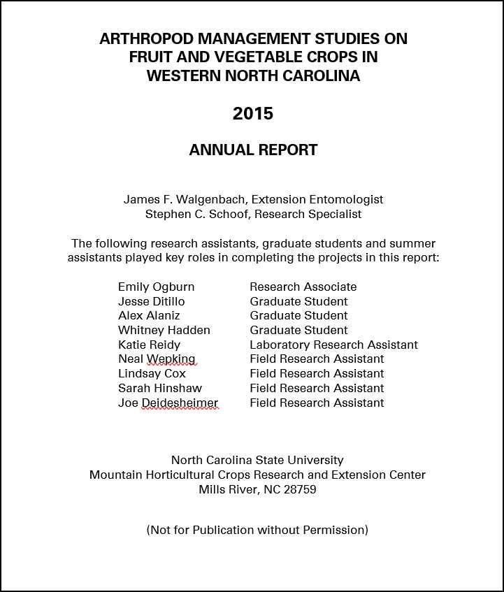 Walgenbach lab annual report cover