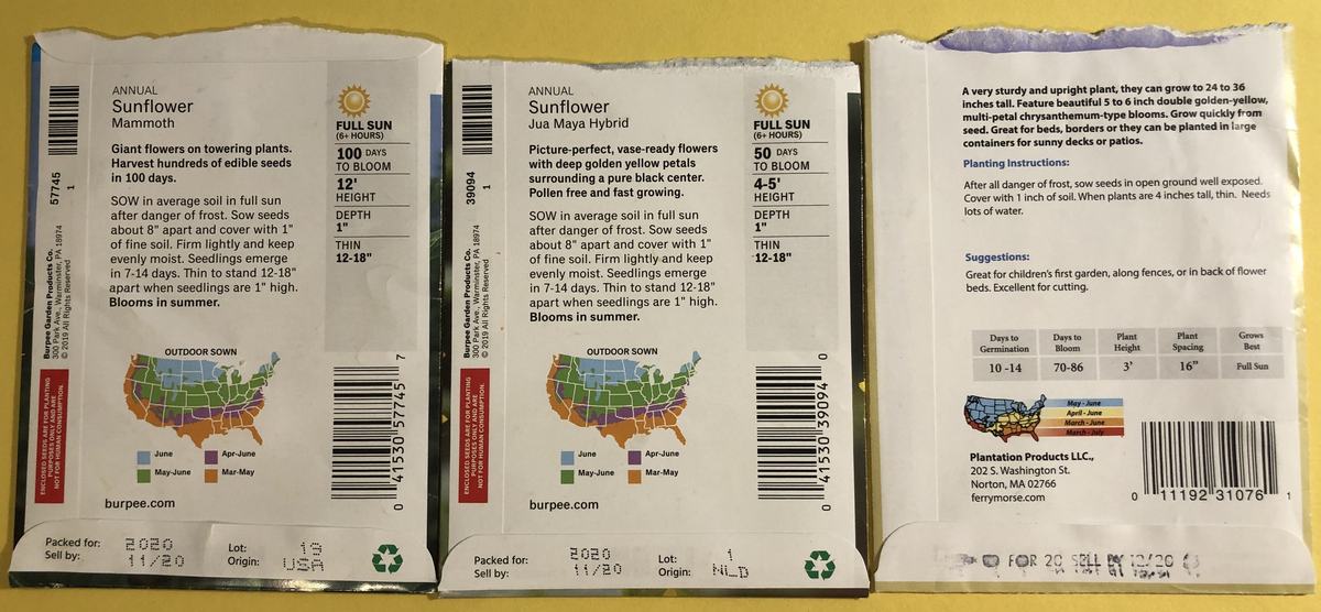 Back of Seed Packets