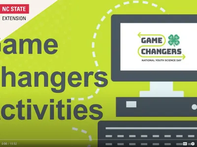 Game Changers Activities title with computer graphic and NC State Extension logo