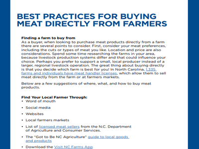 N.C. A&T Cooperative Extension flyer: Best Practices for Buying Meat Directly from Farmers