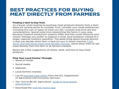 N.C. A&T Cooperative Extension flyer: Best Practices for Buying Meat Directly from Farmers