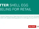 teal and white graphic announcing the NCDA&CS letter on shell egg labeling