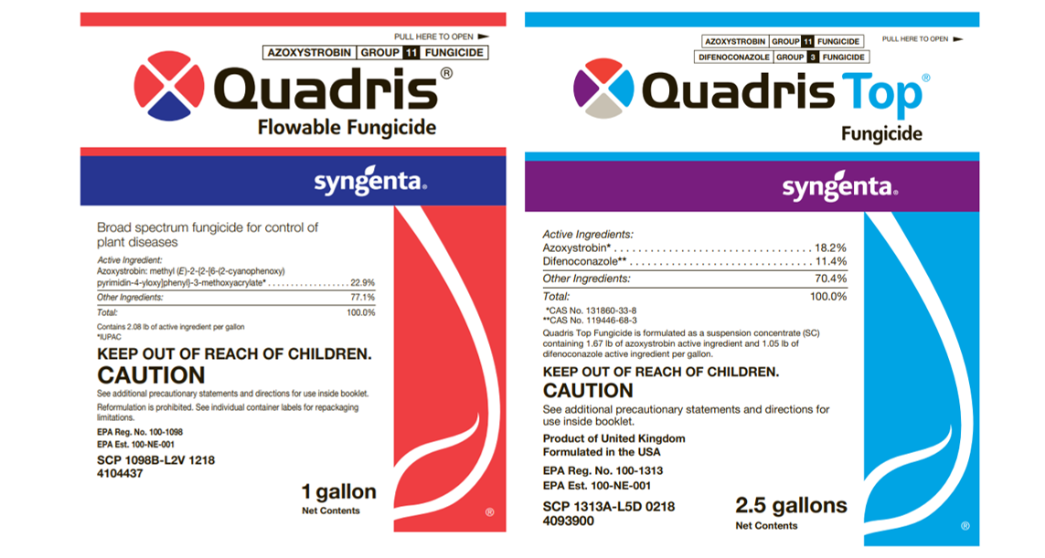 Quadris Flowable and Quadris Top fungicide labels