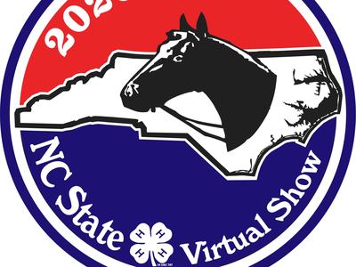 Horse head over North Carolina outline in circle with text "2020" and "NC State Virtual Show"
