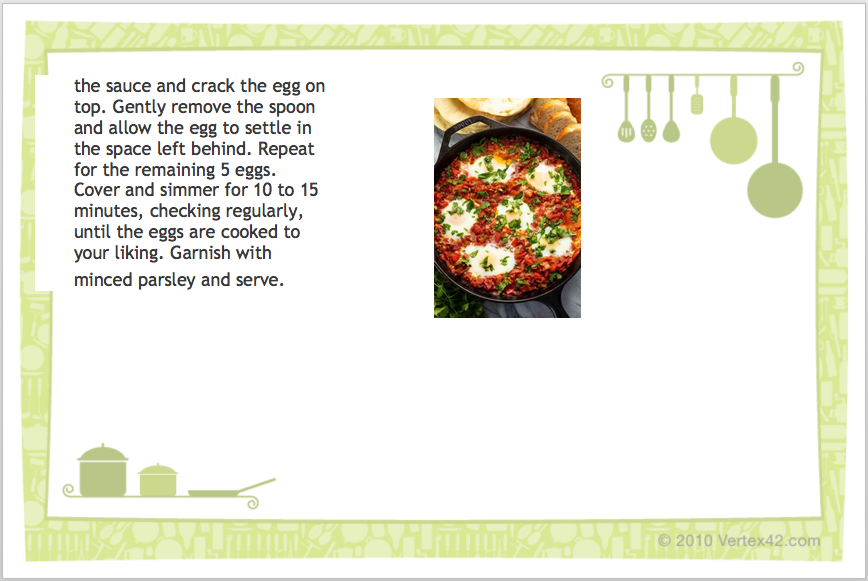Shaksouka recipe card page 2