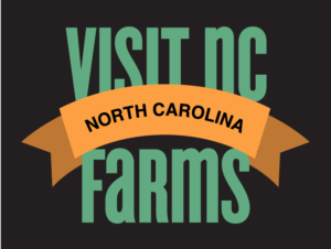 VISIT NC FARMS logo with orange banner reading NORTH CAROLINA