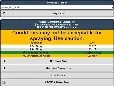 Clinton, NC (CLIN) — Conditions may not be acceptable for spraying. Use caution.