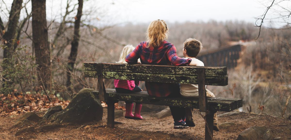 Woman and children sitting