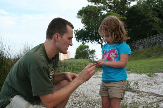 Father and daughter outside