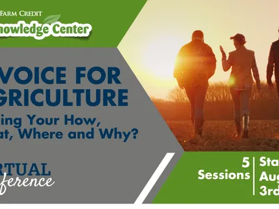 promotional flyer with text A Voice for Agriculture: Finding Your How, What, Where and Why?