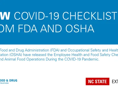 Announcement with text New COVID-19 Checklist from FDA and OSHA