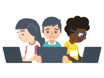 children looking at laptop