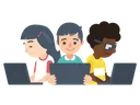 children looking at laptop