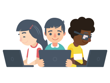 children looking at laptop