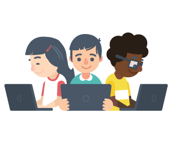 children looking at laptop