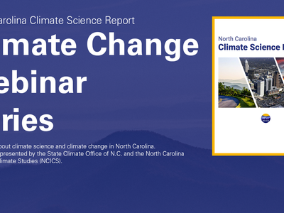 North Carolina Climate Science Report cover with text announcing the webinar series