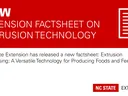 Red banner with text New: Extension Factsheet on Extrusion Technology