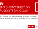 Red banner with text New: Extension Factsheet on Extrusion Technology