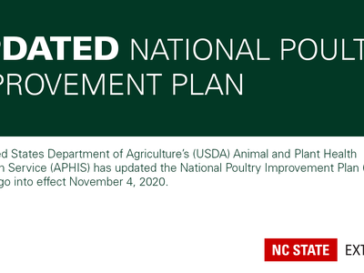 Banner with text Updated National Poultry Improvement Plan and APHIS and NC State Extension logos