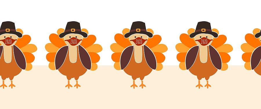 Thanksgiving Turkey wearing a face mask