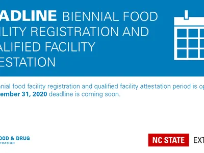 FDA attestation deadline banner with text Deadline Biennial Food Facility Registration and Qualified Facility Attestation