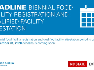 FDA attestation deadline banner with text Deadline Biennial Food Facility Registration and Qualified Facility Attestation