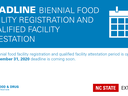 FDA attestation deadline banner with text Deadline Biennial Food Facility Registration and Qualified Facility Attestation