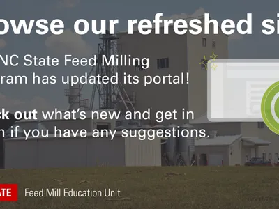Feed mill with overlay text Browse our refreshed site