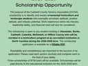 CCNA scholarship flyer with green background and info about the scholarship