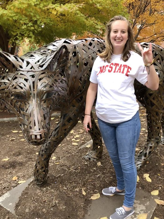 Chloe Riley showing her Wolfpack Pride